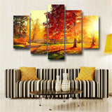 5 Pieces/Pcs Sunset Landscape Art Autumn Scenery Live Wall Decoration Modular