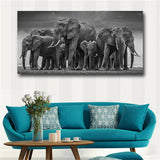 Posters and Prints Wall Art Canvas Painting African Elephant Herd Pictures