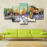 Laeacco Snow Forest View Landscape Painting Wallpaper Canvas Living Room Decor