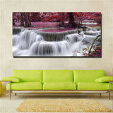 Large art prints Home Decor Canvas Painting Wall Art Purple Forest Waterfall