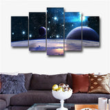 5 Panel Reflection Space Planet Modular Picture Home Decorate Poster Prints Wall