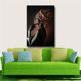 African Nude Woman Indian Headband Portrait Canvas Painting Posters and Prints