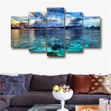5 Panel Sea Wave Landscape Print Painting Modular Pictures Poster