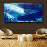 Abstract Art Blue Sea artwork HD print on canvas huge wall picture (31x63)