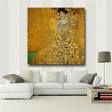 Gustav Klimt Kiss Paintings Replica On The Wall Portrait Of Adele Bloch Golden