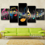 5 Panel Canvas Print Wall Art Musical Notes
