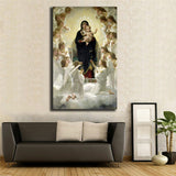36" Large BEST ART # Madonna with angels oil painting ON CANVAS # FREE SHIPPING