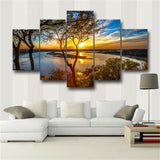 5 Panel Beautiful Sunrise Natural Landscape HD Print Painting Modular Pictures