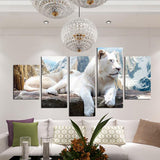 Modern paintings 5 pcs Print On Canvas Home Decor White Leopard 5pc(no frame)124