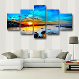 5 Panel Sunrise Seaview Paintings On Canvas Posters And Prints On The Wall
