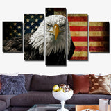 USA Flag Pictures Wall Oil Painting Canvas Print Home Decor 5p Unframed #214