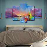 Laeacco Doodling Scenery Canvas Prints Painting Home Decoration Wall Art