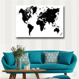 Large Size Abstract Black and White World Map Modern Painting on Canvas Poster