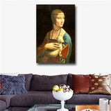 Leonardo Da Vinci "Lady with Ermine" HD print on canvas huge wall picture(31x47)