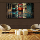 Large art prints Home Decor Canvas Painting Wall Art Beautiful Red bus