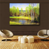 Green landscape oil painting Canvas printing Print in oil painting Home decor