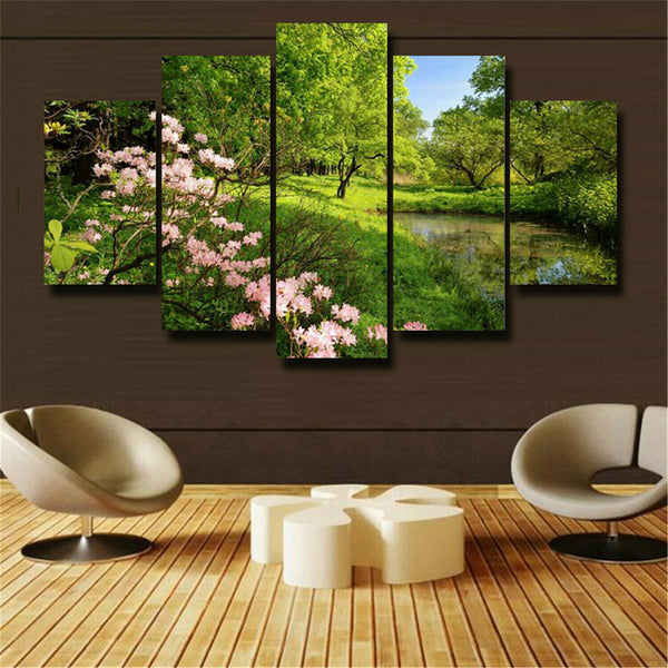 5Pcs Beautiful garden Canvas Print Painting Wall Art Home Decor