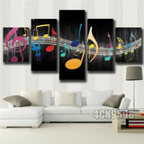 5 Panel Canvas Print Wall Art Musical Notes
