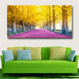 Large art prints Home Decor Canvas Painting Wall Art Golden tree purple Avenue