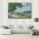 HD Print Claude Monet Seine in Argenteuil Impressionist Landscape Oil Painting