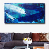 Abstract Art Blue Sea artwork HD print on canvas huge wall picture (31x63)