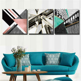 Red and Green Geometric Abstraction 3 Piece Canvas Print Wall Art Unframed