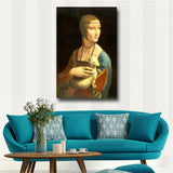 Leonardo Da Vinci "Lady with Ermine" HD print on canvas huge wall picture(31x47)