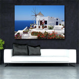 Windmill And Blue Sea Pictures Prints On Canvas Landscape Wall Art