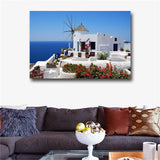 Windmill And Blue Sea Pictures Prints On Canvas Landscape Wall Art