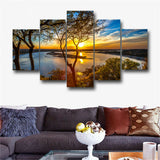 5 Panel Beautiful Sunrise Natural Landscape HD Print Painting Modular Pictures