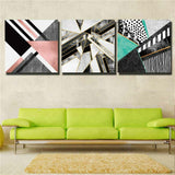 Red and Green Geometric Abstraction 3 Piece Canvas Print Wall Art Unframed