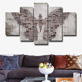 5Pcs Letter Combination Butterfly Canvas Print Painting Wall Art Home Decor