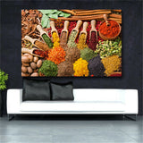 Grains Spices Spoon Kitchen Food Canvas Painting Cuadros Scandinavian Posters