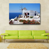 Windmill And Blue Sea Pictures Prints On Canvas Landscape Wall Art