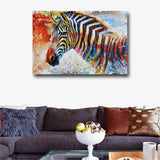 Colorful Zebra Wall Art Picture Modern Animal Canvas Painting Fashion Print