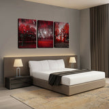 3 Panels Framed Wall Art Red Trees Paintings Printed Pictures Stretched for Home