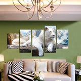 Modern paintings 5 pcs Print On Canvas Home Decor White Leopard 5pc(no frame)124