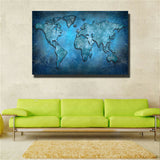 Huge blue World Map Painting Print On Canvas HD Painting Wall Art Home decor