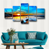 5 Panel Sunrise Seaview Paintings On Canvas Posters And Prints On The Wall