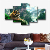 5 Pieces Tiger and nature Living Room Home Decor Paintings Posters
