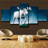 5Pcs White Moose Animal Canvas Print Painting Framed Home Wall Decor Art Poster