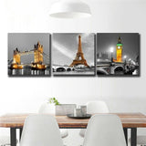 Paris London Painting Canvas Home Decor Print Wall Poster Eiffel Tower FRAMED