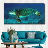 Posters prints On Canvas Sea turtle View Huge Wall Deco Unframed k028 31inx63in