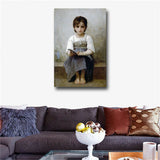 Adolphe William Bouguereau The Difficult Lesson Giclee Canvas Print(31inx47in)