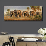 Beautiful Elephant Family HD print on canvas huge wall picture 16x43(in)
