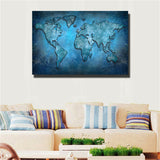Huge blue World Map Painting Print On Canvas HD Painting Wall Art Home decor