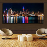 Oil Painting Modern Abstract On Canvas Unframed City Night View Huge Wall Decor