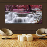 Large art prints Home Decor Canvas Painting Wall Art Purple Forest Waterfall