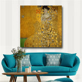 Gustav Klimt Kiss Paintings Replica On The Wall Portrait Of Adele Bloch Golden