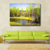 Green landscape oil painting Canvas printing Print in oil painting Home decor